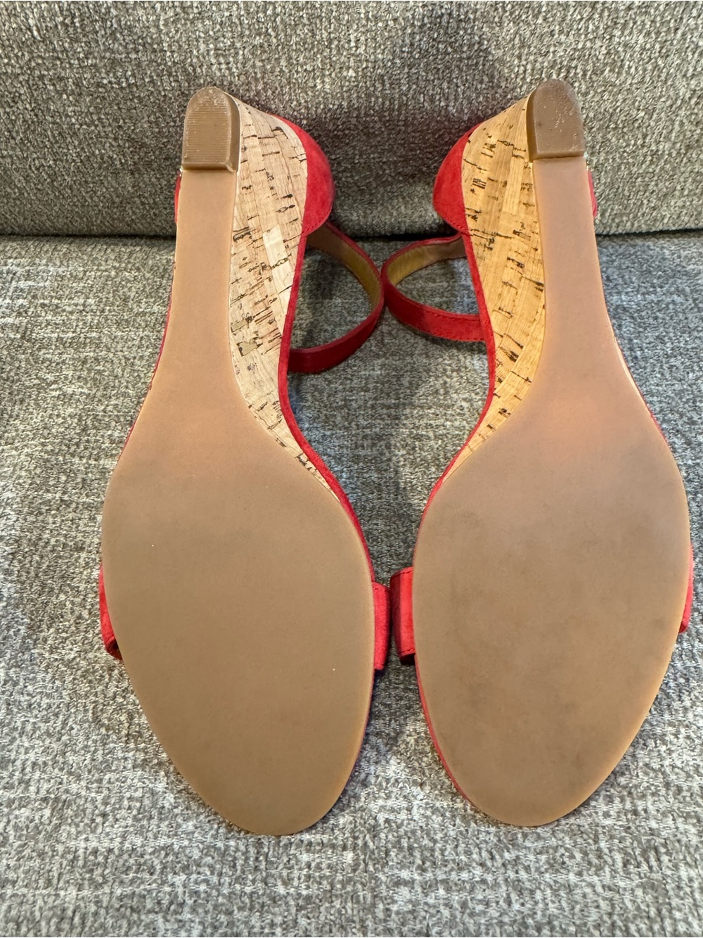 Tory Burch Savannah Wedge Red Suede Sandals Size 9M - Picture 8 of 11